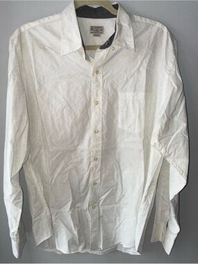 J. Crew White Mens Long-Sleeve Button-Down Shirt with Diamond Texture